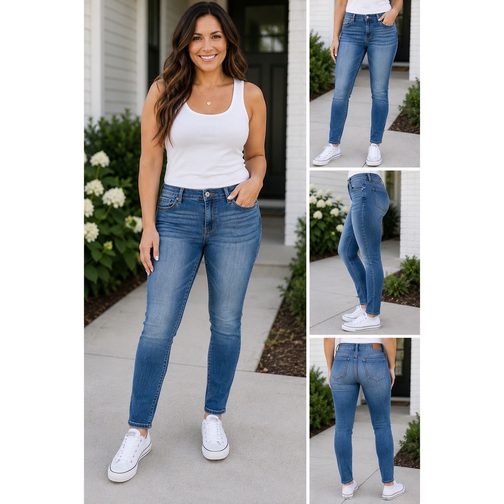KanCan Mid Rise Skinny Jeans Medium Wash KC11214M Blue Womens Size 13/30